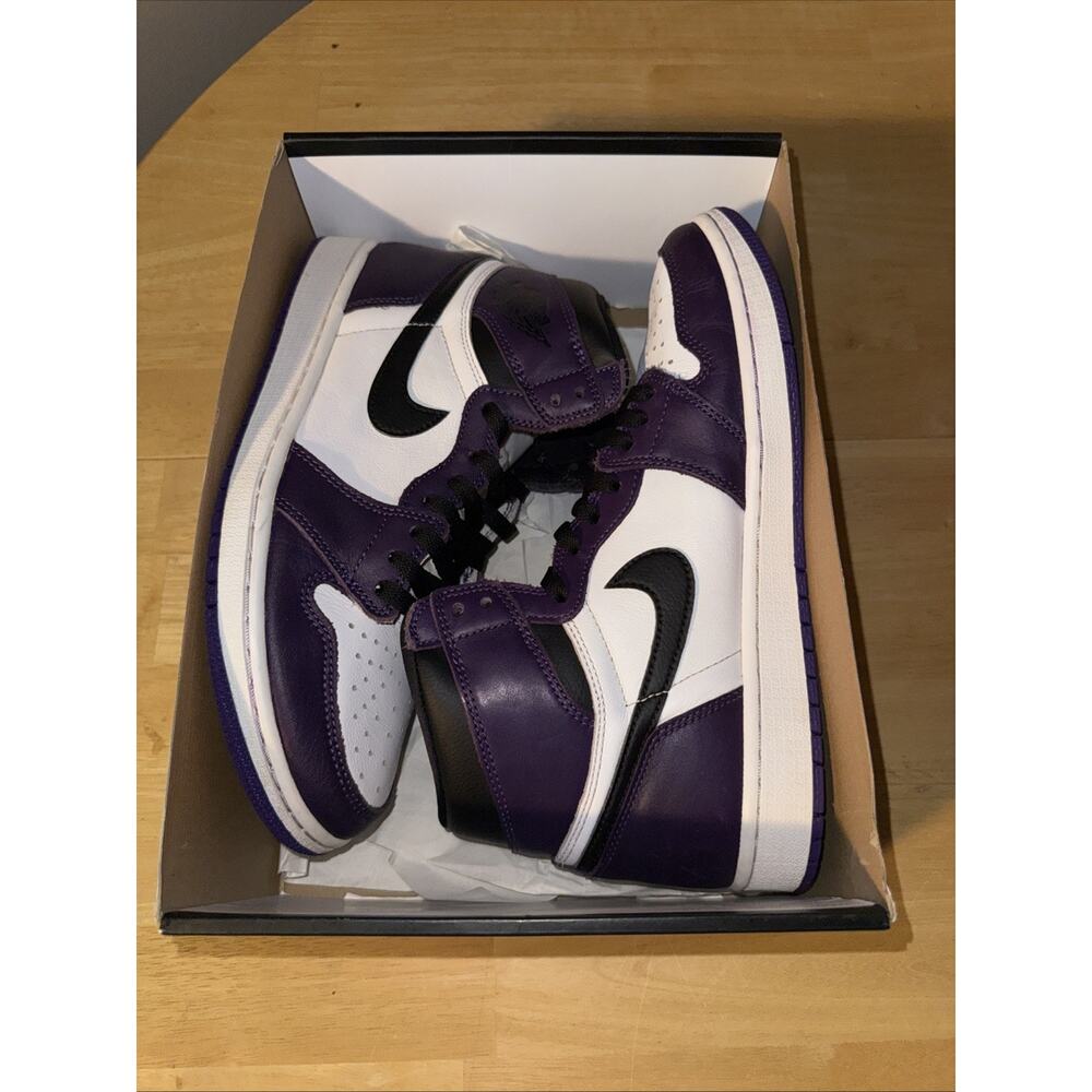 Size 9.5 Men Jordan 1 Retro High OG Court Purple 2.0 2020 With Box 555088-500 - Picture 9 of 11